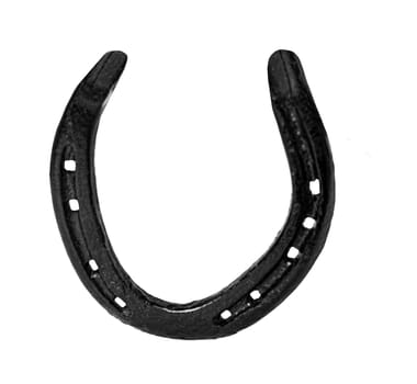 Decorative metal horseshoe isolated on a white background. Full depth of field. Clip art image for design.