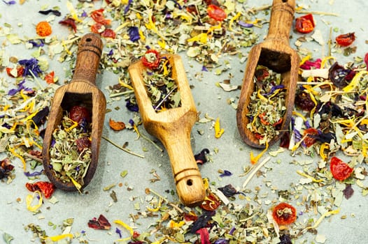 Herbal tea with healthy herbs. Natural herbal medicine
