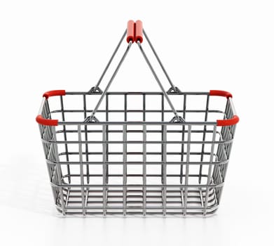 Shopping basket isolated on white background. 3D illustration.