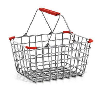 Shopping basket isolated on white background. 3D illustration.