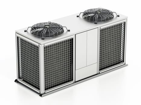 Industrial air conditioner unit isolated on white background. 3D illustration.