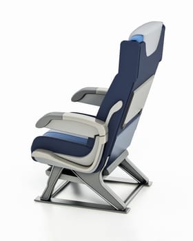 Airplane seat isolated on white background. 3D illustration.