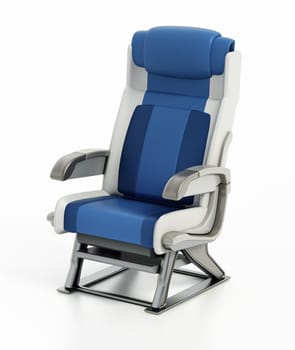 Airplane seat isolated on white background. 3D illustration.