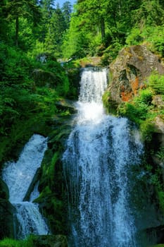 A natural spectacle of a special kind in the Black Forest,the highest waterfalls Germany in Triberg