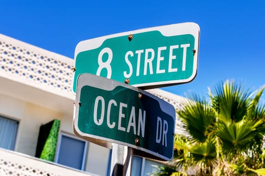 street sign of famous street Ocean Drive