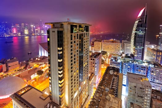 Tsim Sha Tsui at night, hong kong downtown area