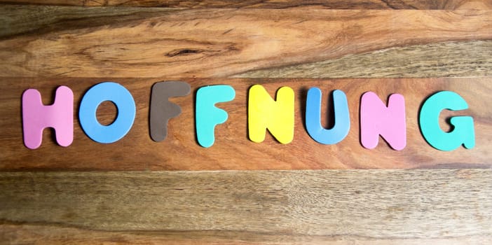The word hope in colorful letters