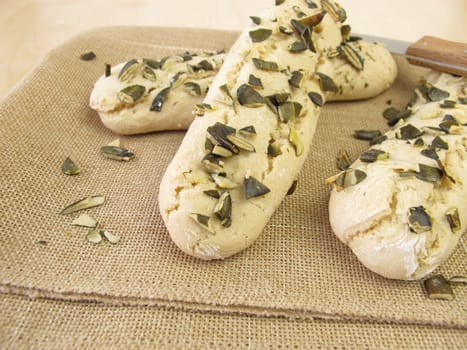 Bread bars with pumpkin seeds