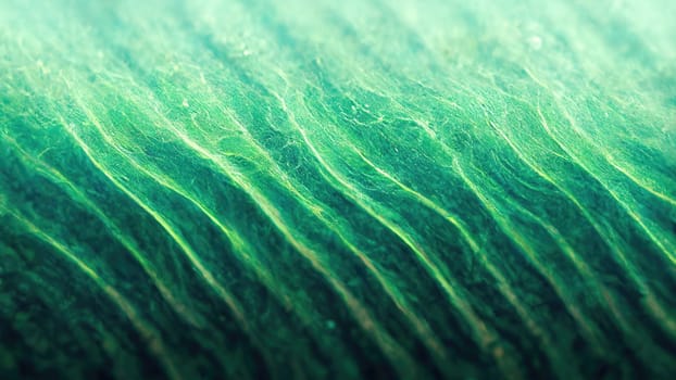 Green trendy gradient abstract waves full frame horizontal. Generated Artificial Art.