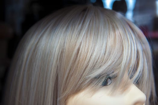 Wigs shop mannequins display. Wigs increases the wearers self-confidence and self-esteem