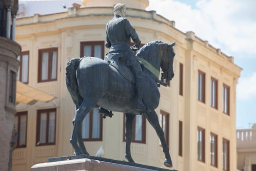 Cordoba, Spain - Sept 8th, 2020: Monument to The Great Captain, sculptor Mateo Inurria, 1923. Tendillas Square, Cordoba, Spain