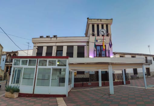 Carmonita, Spain - Agust 14th, 2022: Carmonita Town Hall Building, Badajoz, Extremadura, Spain