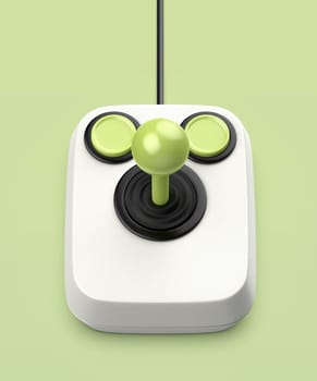 White vintage computer joystick on green background