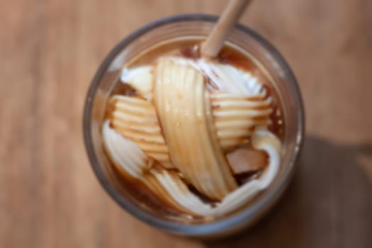 Glass of americano mixed with coconut, stock photo