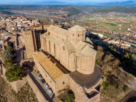 Cardona castle is a famous medieval castle in Catalonia. detail view of Collegiate Church of San Vicente