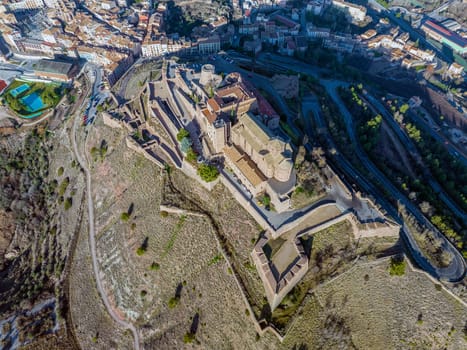Cardona castle is a famous medieval castle in Catalonia. overhead top view
