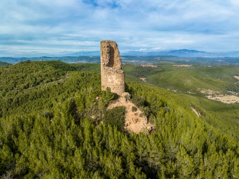 Moors watchtower in Castellnou de Bages, Barcelona prvince, Catalonia Spain. It dates from the 11th century, twelve meters high and two-meter walls