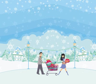 happy couple on winter sale