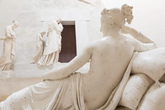 Possagno, Italy - June 2022: Pauline Borghese Bonaparte Venus Victorious by Antonio Canova, 1805