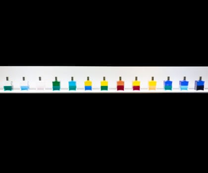 Parfume bottles collection. Series of glass containers, cosmetic product concept