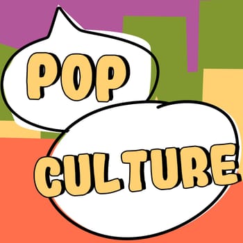 Conceptual caption Pop Culture, Business overview describes the lifestyle and tastes of the majority of mostly younger people