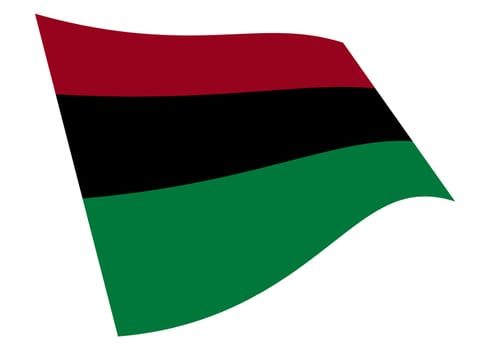 An African American waving flag 3d illustration isolated on white with clipping path