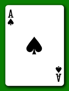 An Ace of Spades playing card with clipping path to remove background and shadow 3d illustration
