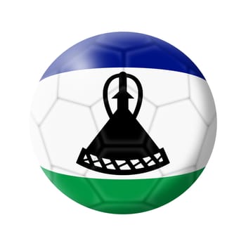 A Lesotho soccer ball football 3d illustration isolated on white with clipping path