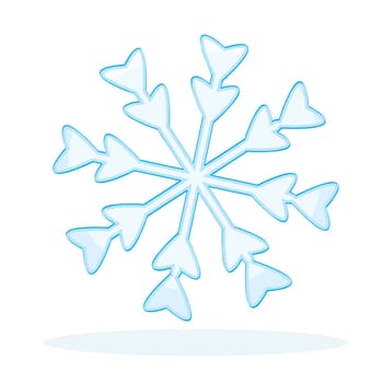 Blue snowflake on white background. Winter icon. Vector illustration