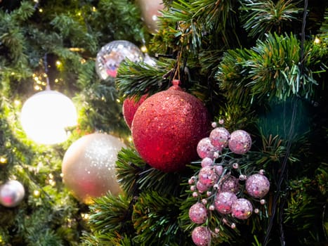 Christmas tree with light bulbs background, stock photo