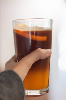 Glass of americano mixed with orange juice, stock photo