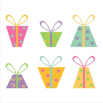 set of 6 colorful gifts icons