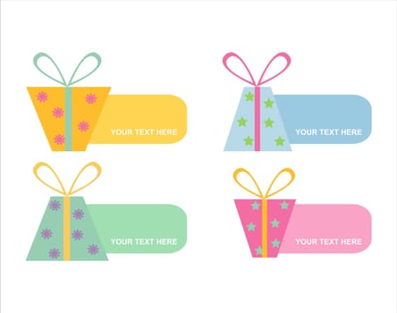 set of 4 colorful gifts banners