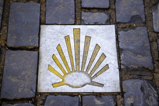 Signal detail for pilgrims in Spain