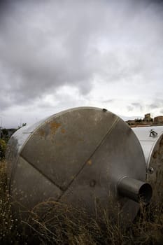 Detail of old tank for liquid, contamination