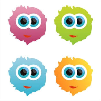set of 4 cute monsters