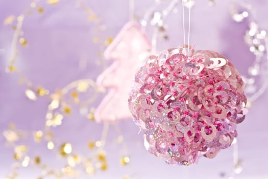 holiday series: pink color christmas decorated ball