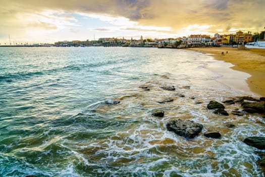 Scenic view of Atlantic coast and the beach in Cascais, Portugal
