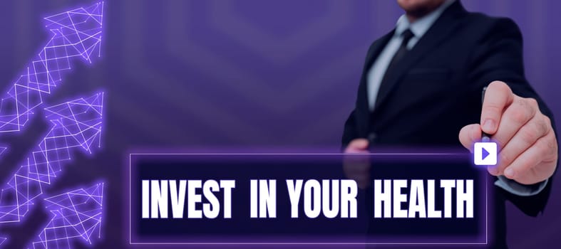 Conceptual caption Invest In Your Health, Internet Concept Live a Healthy Lifestyle Quality Food for Wellness