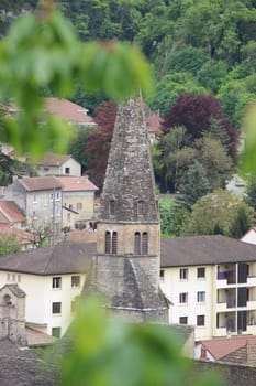 Medieval church steeple in Cremieu