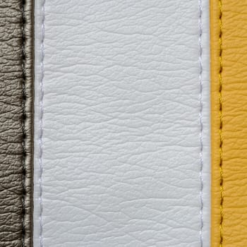 Yellow brown and white leather texture background with stitch