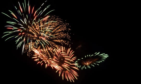 Colorful fireworks exploding in the night sky