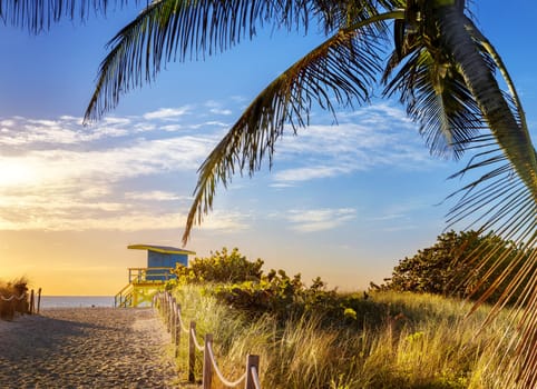Colorful Lifeguard Tower in South Beach, Miami Beach, Florida, USA