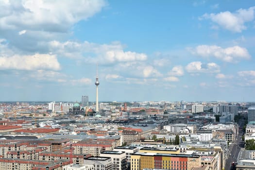 View over the city center of Berlin from a high-rise building