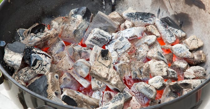Glowing Coal Barbeque close up.