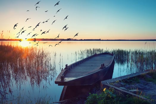 Wooden boat on the shore