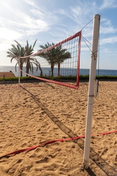 The beach at the luxury hotel, Sharm el Sheikh, Egypt. view from the volleyball court