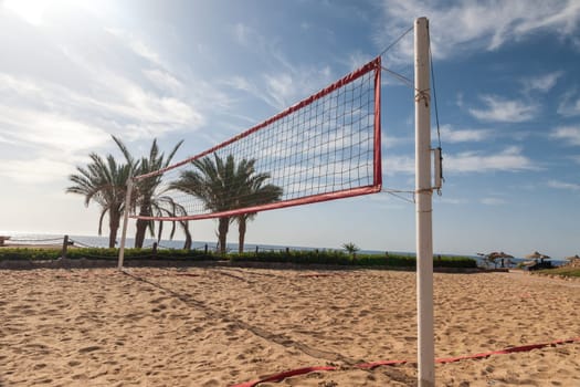 The beach at the luxury hotel, Sharm el Sheikh, Egypt. view from the volleyball court