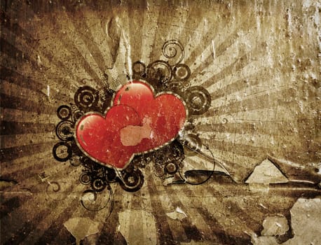 Grunge style Valentines background