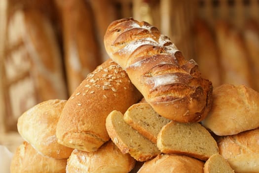 Newly-baked bread close up